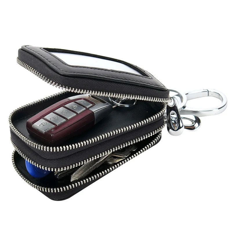 

100% Genuine Cow Leather Key Holder Car Key Wallets Men Keys Organizer Housekeeper Women Covers Double Zip Key Case Bag Pouch Pu