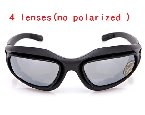 C5 поляризационные военные очки, мужские тактические солнцезащитные очки, уличные мотоциклетные велосипедные очки Gafas с 4 линзами, ветрозащитные очки Oculos - Цвет: no polarized