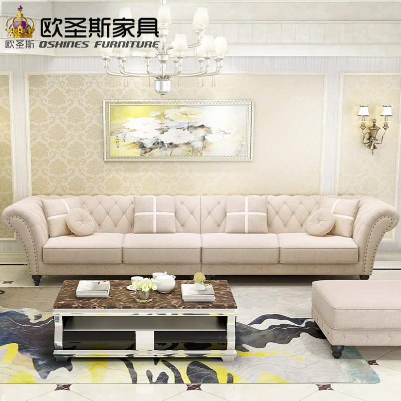 china 2017 latest design 7 seater 3 2 1 1 sofa livingroom Furniture post modern new classical Soft genuine fabric sofa set W38FA