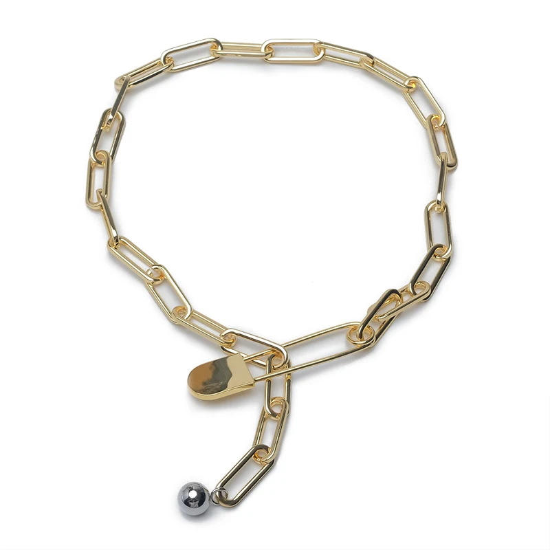 Бутик amorita Модный дизайн большая цепочка Ожерелье - Окраска металла: gold