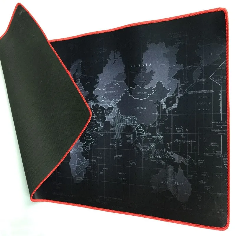Карта мира коврик для мыши с запирающимся краем полностью черный экстра огромный Большой размер резиновый Настольный коврик для игр ПК клавиатура подарок