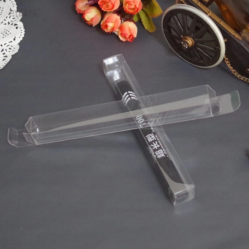 50pcs- 2*2*17cm Transparent PVC Plastic Packaging Box with protective film DIY eyebrow pen eyeliner pen cosmetics gift box 