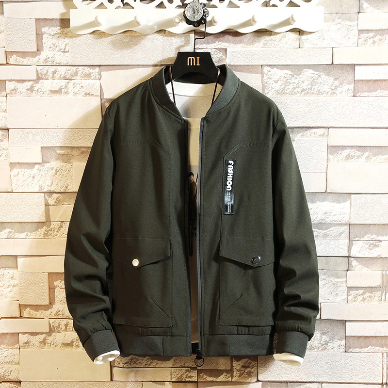 Chaqueta de para hombre abrigo negro blanco verde Slim Fit Stand Collar Casual traje hombre 2019 otoño nuevo bombardero chaquetas de los hombres|Chaquetas| - AliExpress