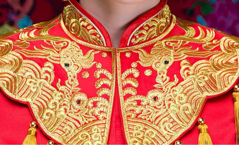 Винтаж Красный вышивки Cheongsam современный Традиционный китайский стиль свадебное платье Oriental Для женщин длинные Qipao Vestidos Размеры S-XXXL