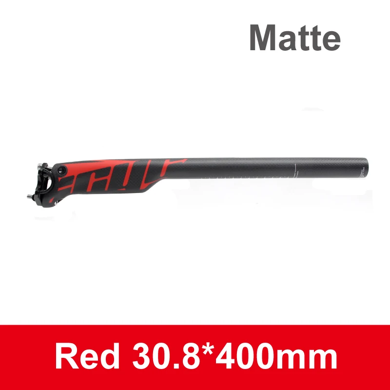 30.8x400mm Red Горный велосипед карбоновый Подседельный штырь полный углеродного волокна велосипед подседельный штырь шоссейный велосипед MTB Запчасти 27,2/30,8/31,6*400 мм 5 мм смещение ZG308 - Цвет: 30.8x400mm Red