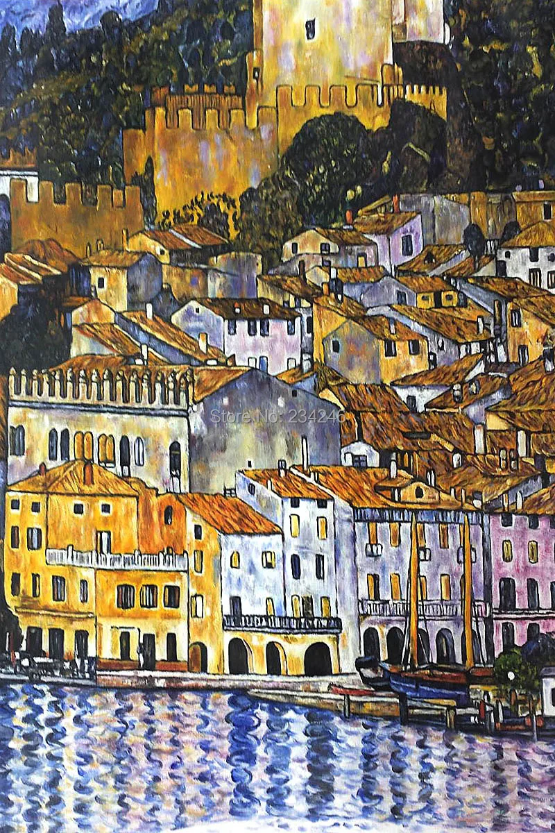 

Handpainted Oil Paintings Replicas Malcesine on Lake Garda by Gustav Klimt Famous Canvas Art Painting for Home Decoration