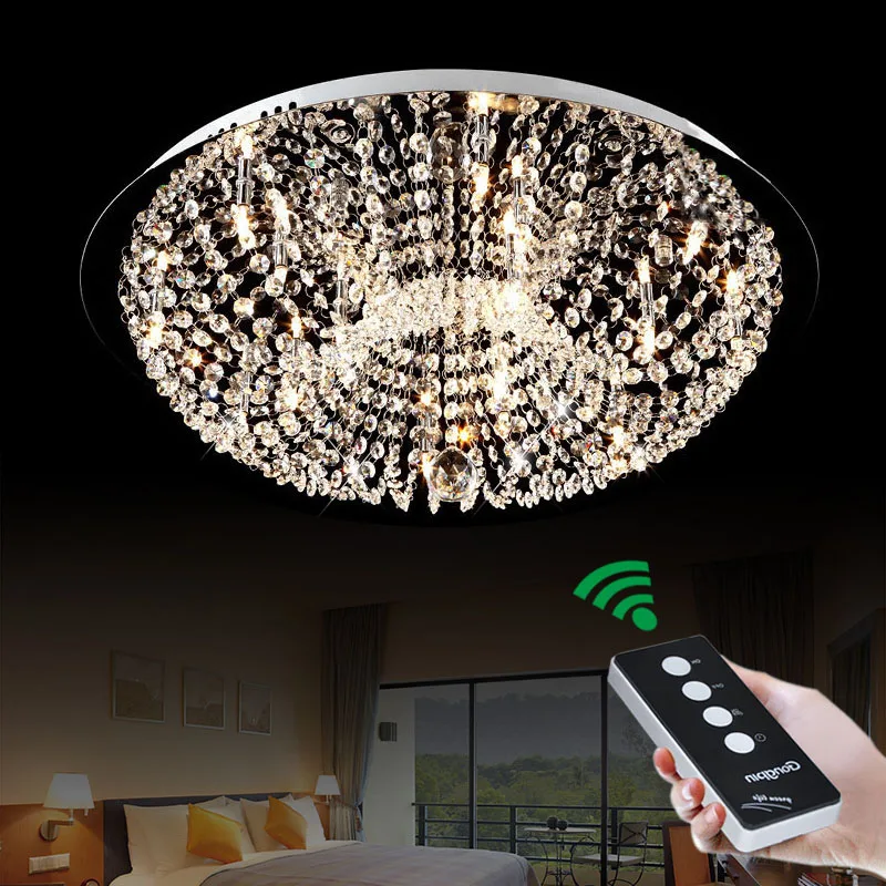 

Simple and modern G4 LED remote circular creative warm bedroom study crystal lamp lighting ceiling lamps lighting fixture led