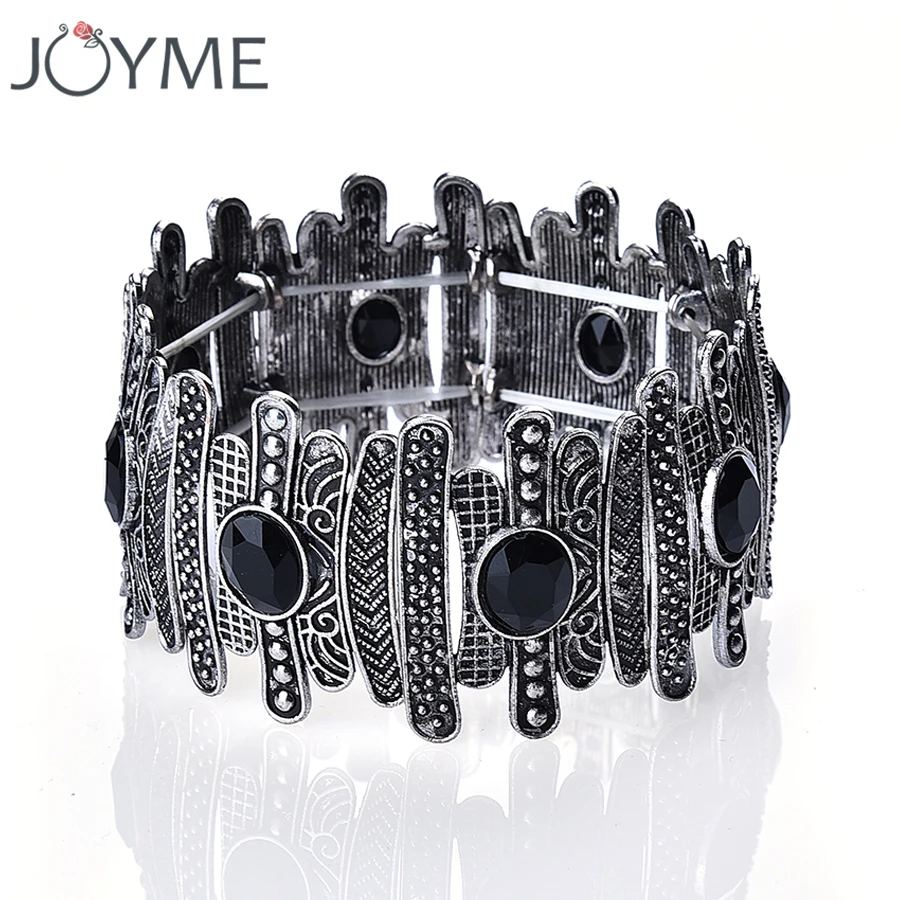 Joyme, новинка, широкий винтажный Шарм, растягивающиеся браслеты и браслеты, для женщин, регулируемый, из бисера, нить, ретро браслет с марказитом, с кристаллом