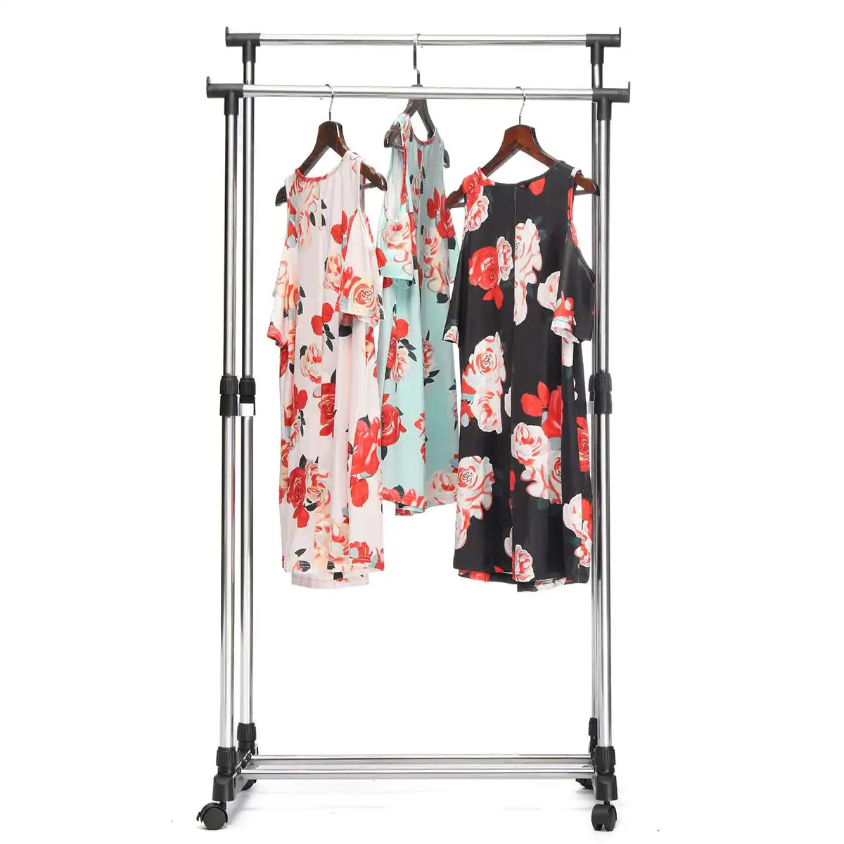 

Stainless Steel Adjustable Double Single Clothes Coat Garment Dryer Rack Rail Hanging Hanger 61 155cm