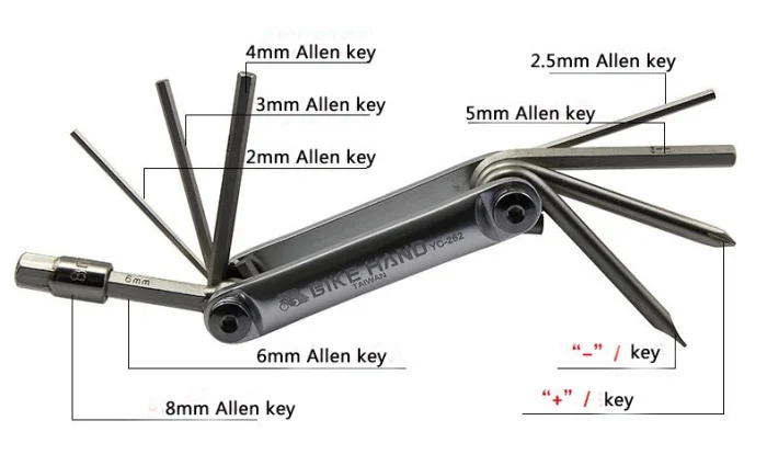 Велосипед из Тайвани ручной YC-262 горный велосипед аксессуары дорожный велосипед ремонт складной инструмент, отвертка, 2-8 мм шестигранный ключ набор ключей