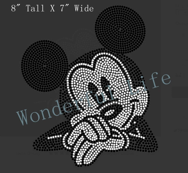 

Free shipping hot fix Disny's MIKY MOUSE Inspired Fan Art Rhinestone Iron On Transfer Hot Fix Bling