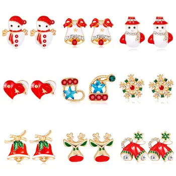 

2018 New Christmas Gift Jewelry Lovely Santa Claus Hat Boots Snowman Deer Head Bells Design Stud Earrings for Christmas Party