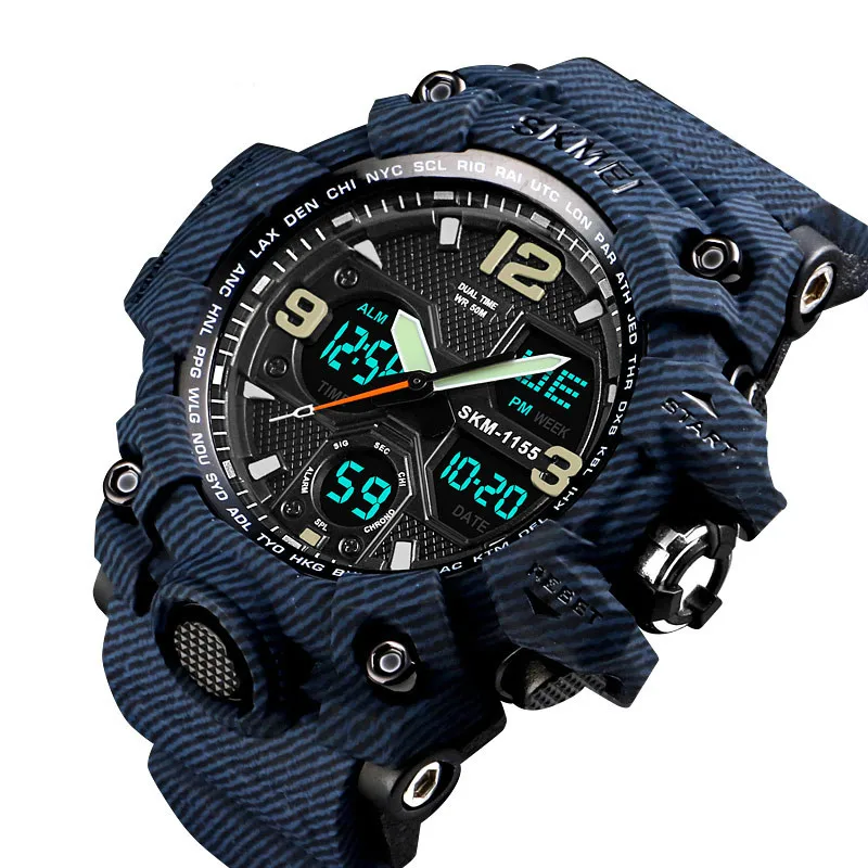 

Outdoor Sport Watch Men 5Bar Waterproof Military Camouflage Watches Dual Display Wristwatches relogio masculino 1155B