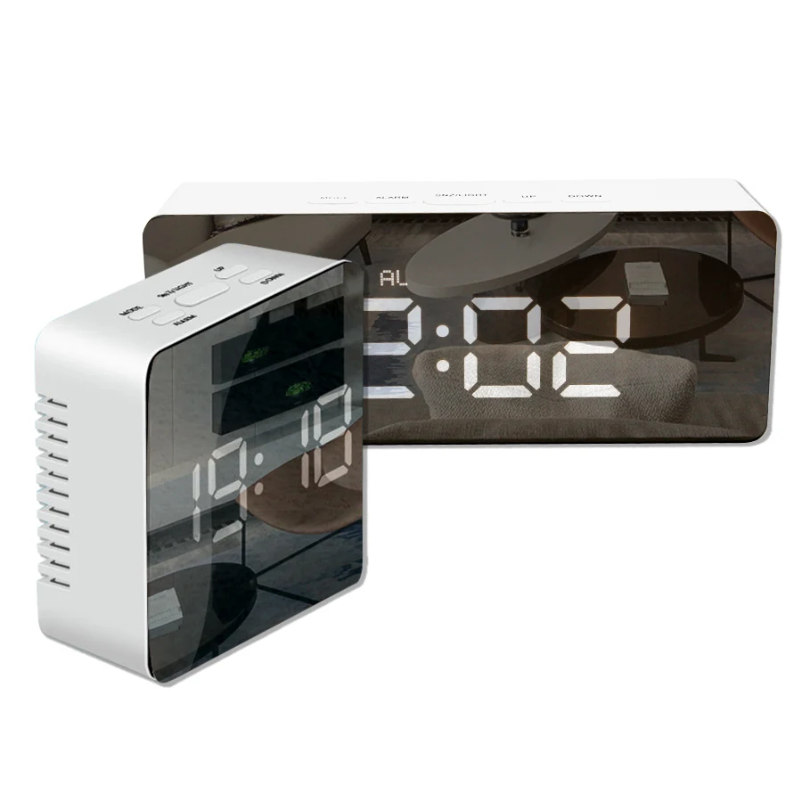 

LED Mirror Clock Kids Alarm Clock LED Night Desk Digital Clock DC5V AAA*3 Battery LED Clock With Snooze Night Light Mirror Light