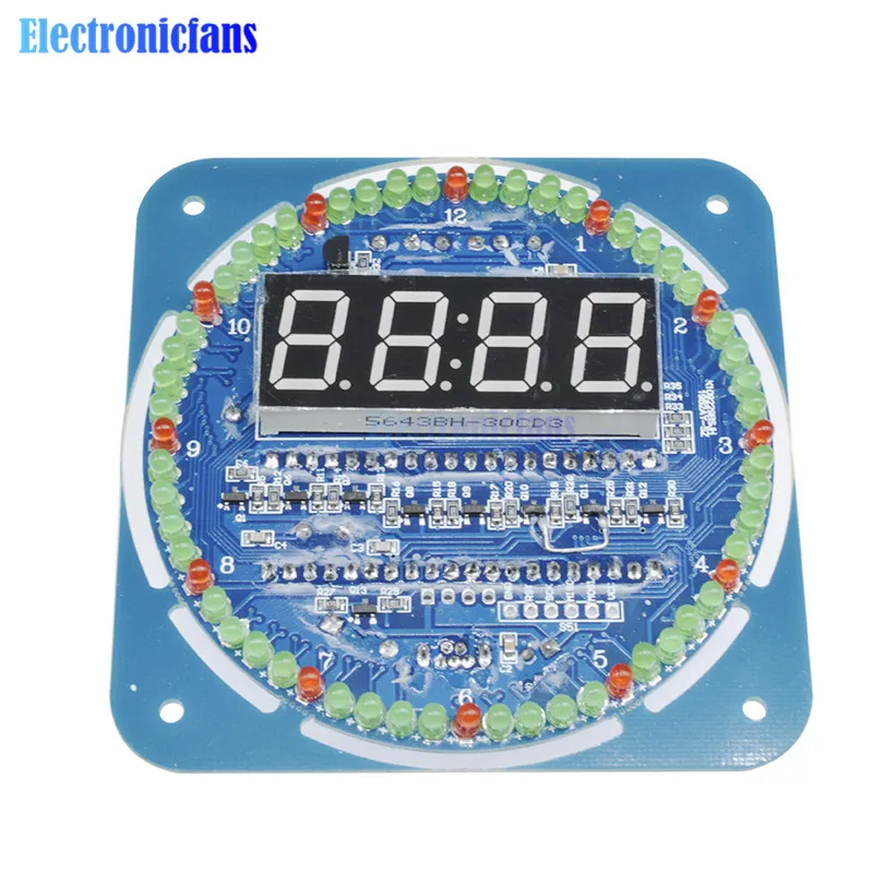Assemb светодиодный DS1302 вращающийся светодиодный электронные цифровые часы, набор для самостоятельной сборки 51 SCM обучения доска 5V