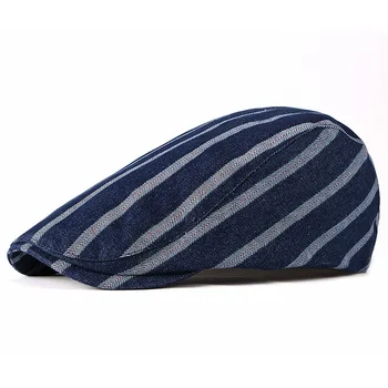 

Fashion Striped Hats For Men Women Casual Cotton Beret Caps Gorras Planas England British Retro Boinas Flat Caps Berets