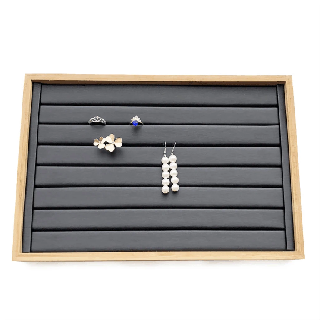 Деревянные ювелирные изделия Кольцо Серьги Дисплей Коробка лоток для хранения - Цвет: Ring Display Tray