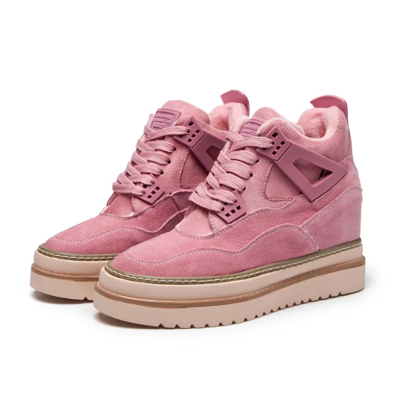 Semelle Sport Chaussures Coréenne De Femmes Nouvelle Épaisse 2018 Solide gris Automne Version Augmentation Noir Simple Couleur rose Mode Plat RwnO4q