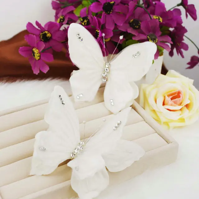 2pcs Lot White Butterfly Hair Clip Wedding Bride Hair Accessories