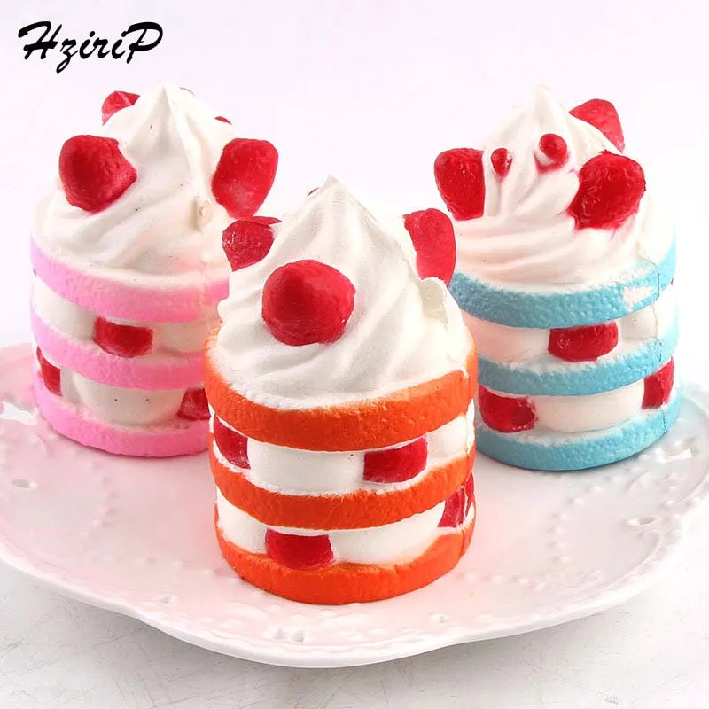 

HziriP New 9CM Cute Strawberry Ice Cream Pendant Squishy Slow Rising Simulation Soft Food Model Toys Kids For Gifts 5 Piece Sets