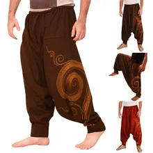 Men Ethnic Printed Overalls Casual Pocket Sport Yoga Work Casual Trouser Pants leggins yoga sports tights Dropshiping#XB25