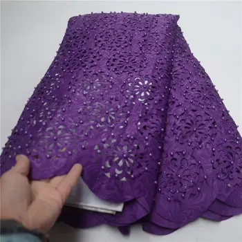 

Hot selling Nigerian Laces Fabrics laser cut Lace with bead Laces Fabric for women For Wedding Dress-J5