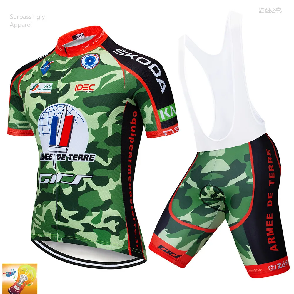 

Cycling Set 2019 Team Pro Cycling Jersey Camouflage Bike Shorts Set MTB Ropa Ciclismo Summer Bicycling Maillot Wear 16D Gel Pad