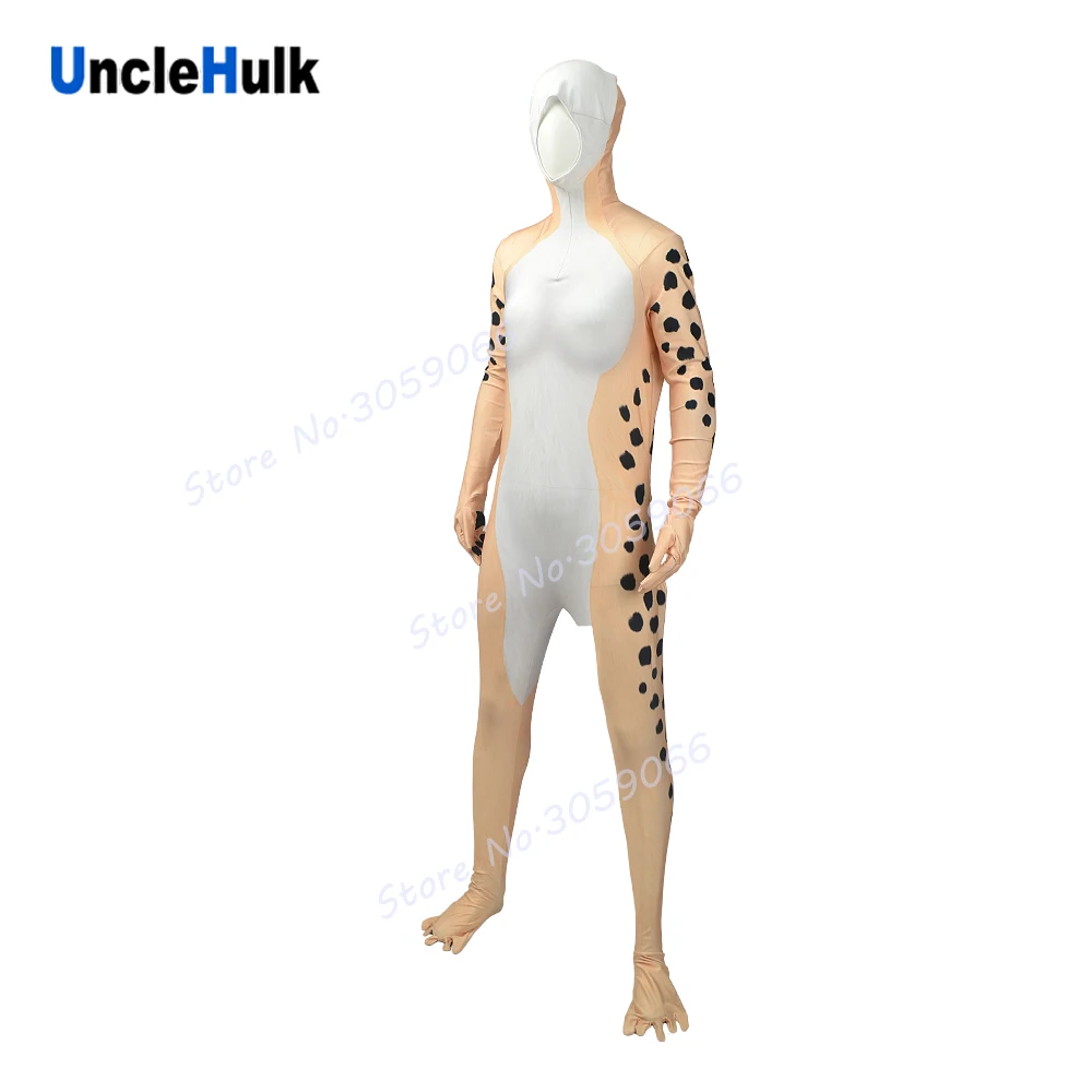 

Leopard Girl Lycra Zentai Suit Halloween Costume - open faces | UncleHulk