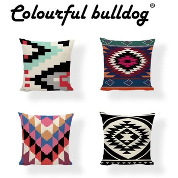 

Black And Beige Geometric Colorful Pattern Cushion Cover 45*45CM Throw Pillowcase Decor Living Room Party Outdoor Striped Trigon