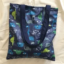 YILE темно-синяя парусиновая подкладка магнитная оснастка Экологичная для шоппинга с ручкой сумка динозавр L8512c