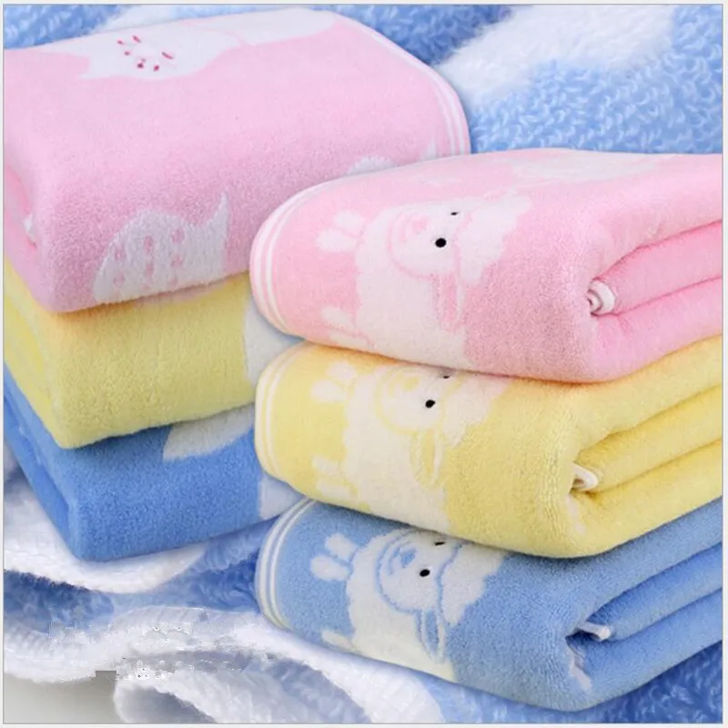 100 Cotton Yarn Untwisted Jacquard Embroidery Bath Towels Cute cartoon