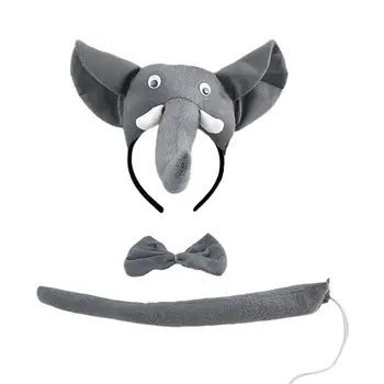 

3 Pcs/set Children Performance Props Elephant Hair Accessories Set Halloween Decoration Headband Festival Supplies for Adults Bo