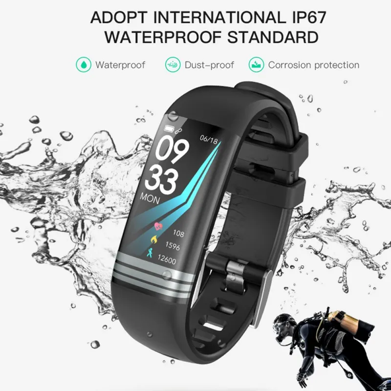 

2019 G26S Color Screen Smart Bracelet IP67 Waterproof Multi-motion Mode Heart Rate Blood Pressure Monitoring Smart Bracelet