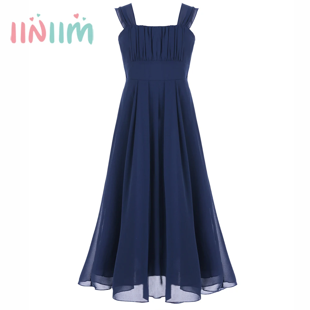 

Hot Brand Girls Dress Children's Chiffon Princess Chiffon Dresses Ruched Shoulder Dress Kids Wedding Party Tutu Dress