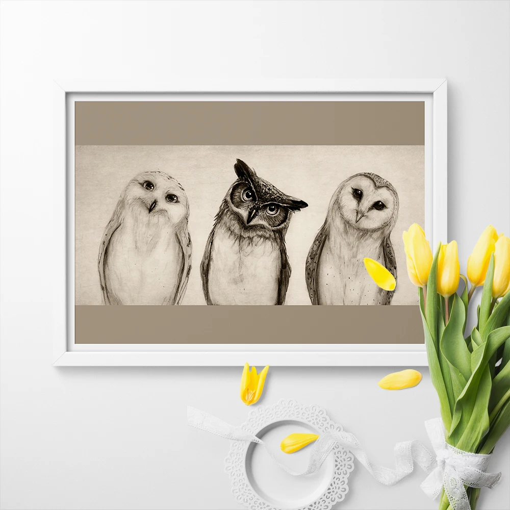 

Retro Barn Owl Sketch Animal Wall Art Canvas Painting Canvas Art print Poster Picture For Bed Room Home Deocor