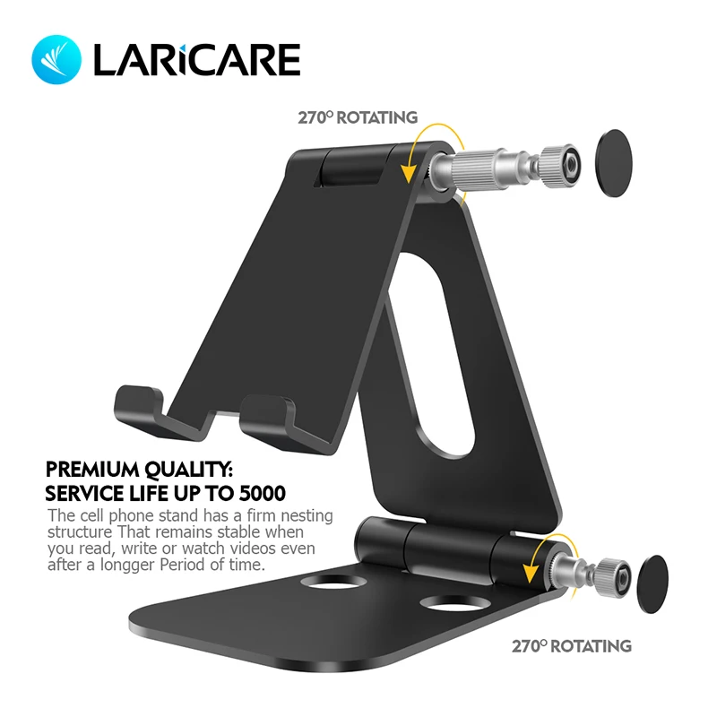  LARICARE Phone Tablet Stand Tablet Phone Stand Stable Aluminium Anti-Slip Fold-able Mobile Holder M