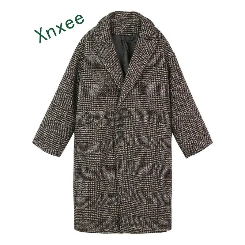 

Xnxee 2019 Spring Autumn Women Wool Coat New Fashion Long Blazers Jackets Single Breasted Plus Size Female Winter Woolen Coat