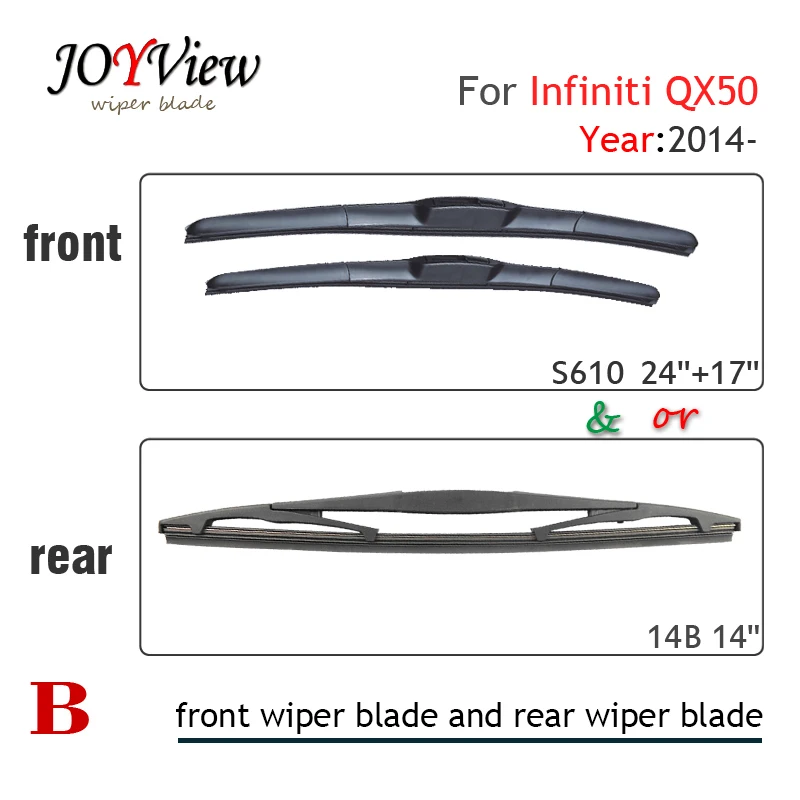 S610 24"+17" CAR WIPER BLADE FIT FOR INFINITI QX50, HIGH QUALITY CAR