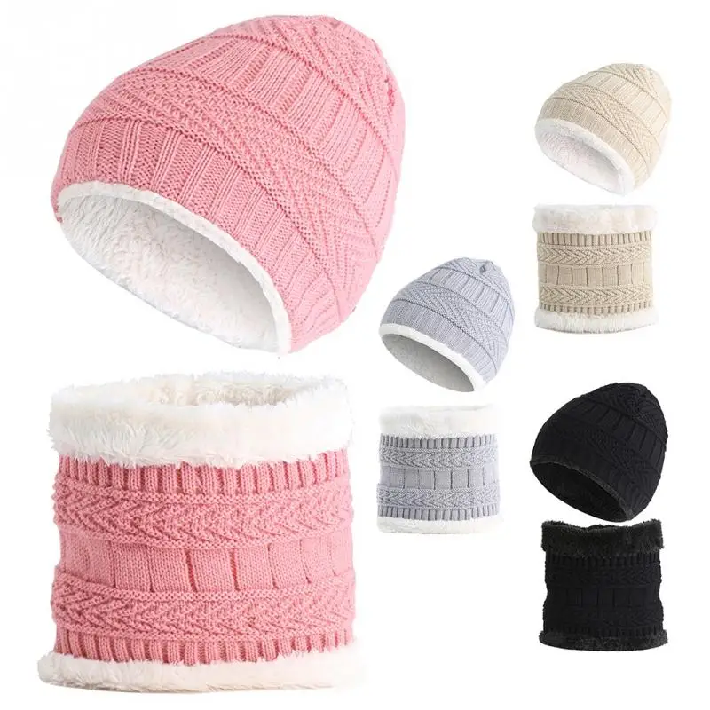 Us 7 12 12 Off Autumn Winter Thick Warm Knitted Hat Scarf Set For 1 8 Years Old Children 4 Colors 2018 Fashion Baby Kids Hat Scarf Set In Hats