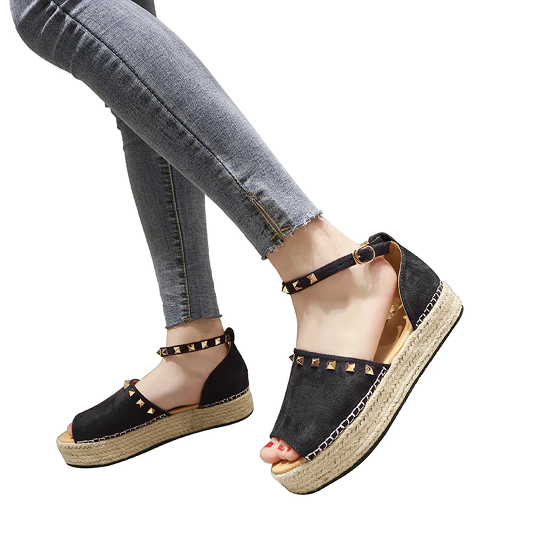

Summer Platform Sandals Casual Woman Peep Toe Black Platform Sandals 2019 Fashion Women Sandal Wedges Shoes Zapatos De Mujer