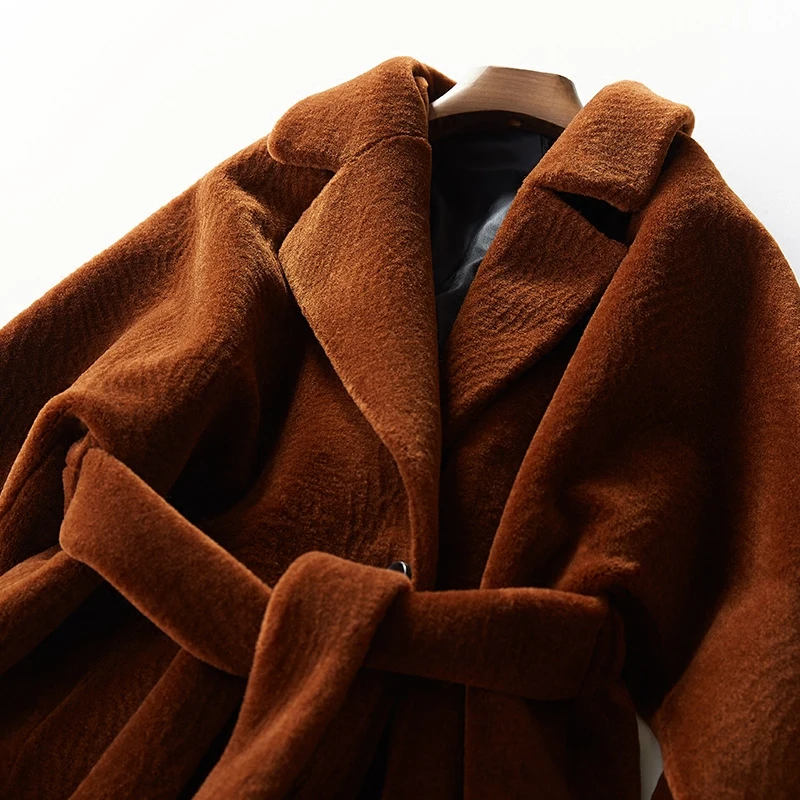AYUNSUE Sheep Shearing Overcoat Women 2018 Real Fur Coat Female Jacket Long Winter Warm Lamb Fur Coats casaco feminino WYQ780