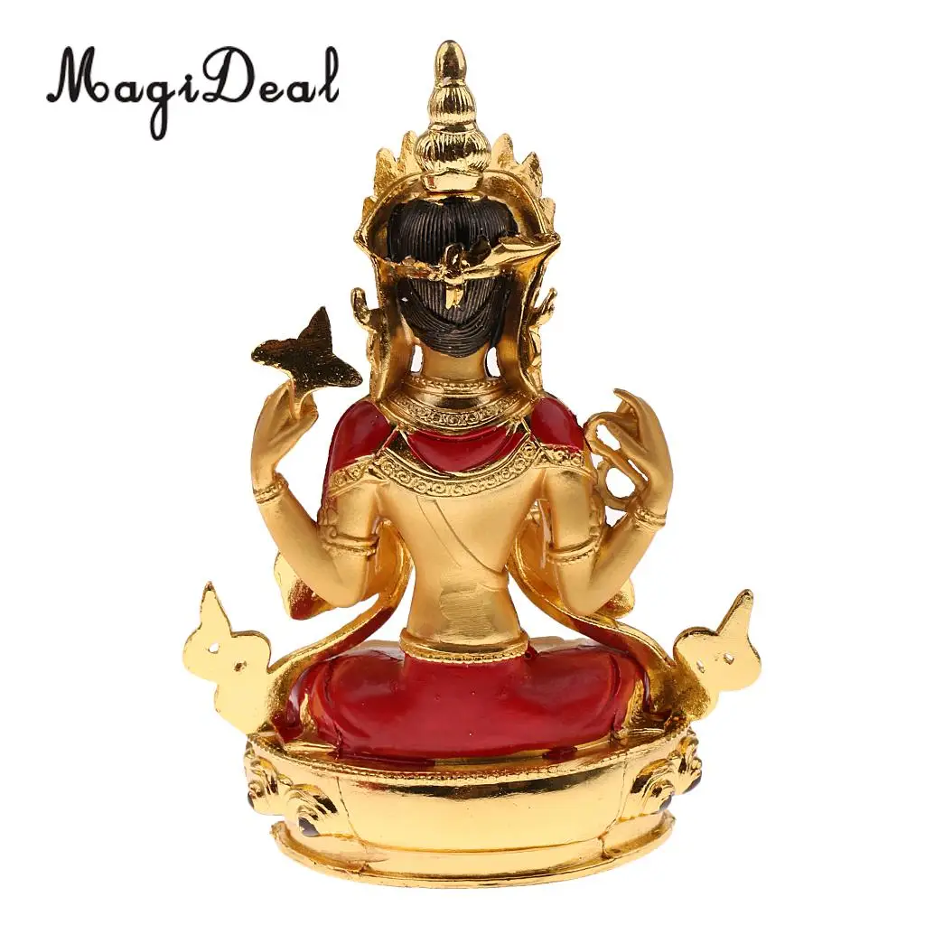 Avalokitesvara Buddha Statue Tibetan Small Gilded Statues Bodhisattva Home Temple Decor Buddhist Supplies Bless Good Luck
