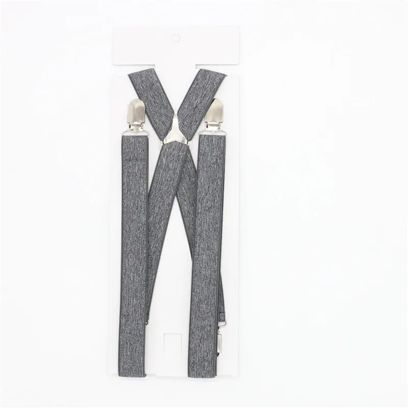 4 Clips Solid Men's Suspenders 2.5cm Width Women's Pants With Adjustable Suspenders Triangle Metal Cross