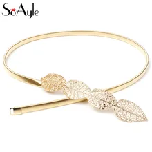 SoAyle золотой пояс лист ювелирные изделия аксессуары металлический свадебный пояс стрейч Женская Талия украшения