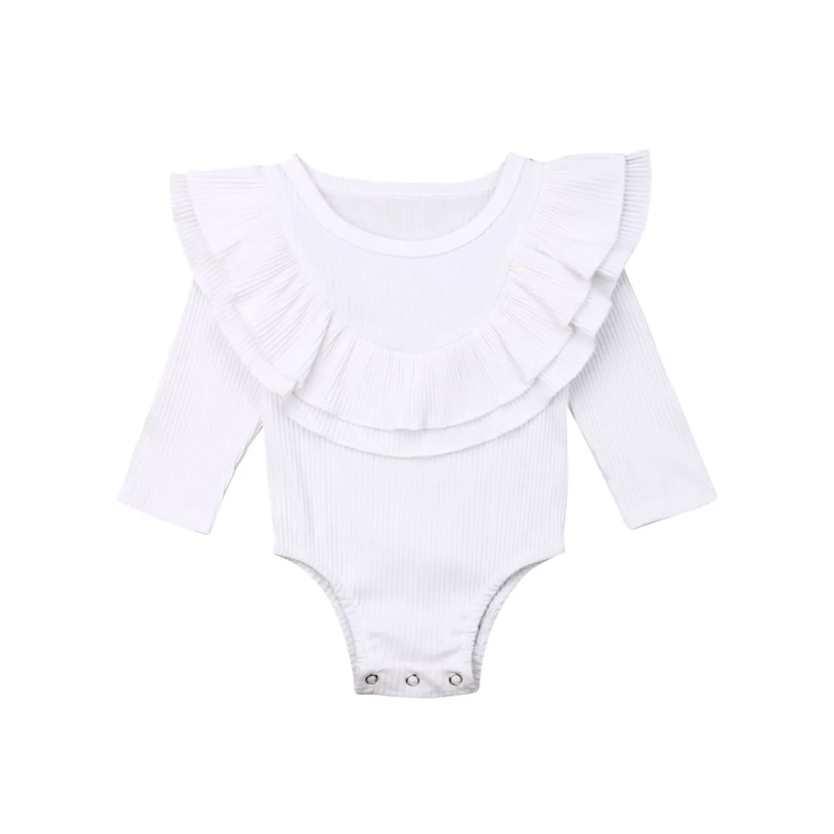 AU Newborn Baby Girl 0-24M Long Sleeve Ruffle Romper Jumpsuit Outfit Clothes 7 Colors - Цвет: Белый