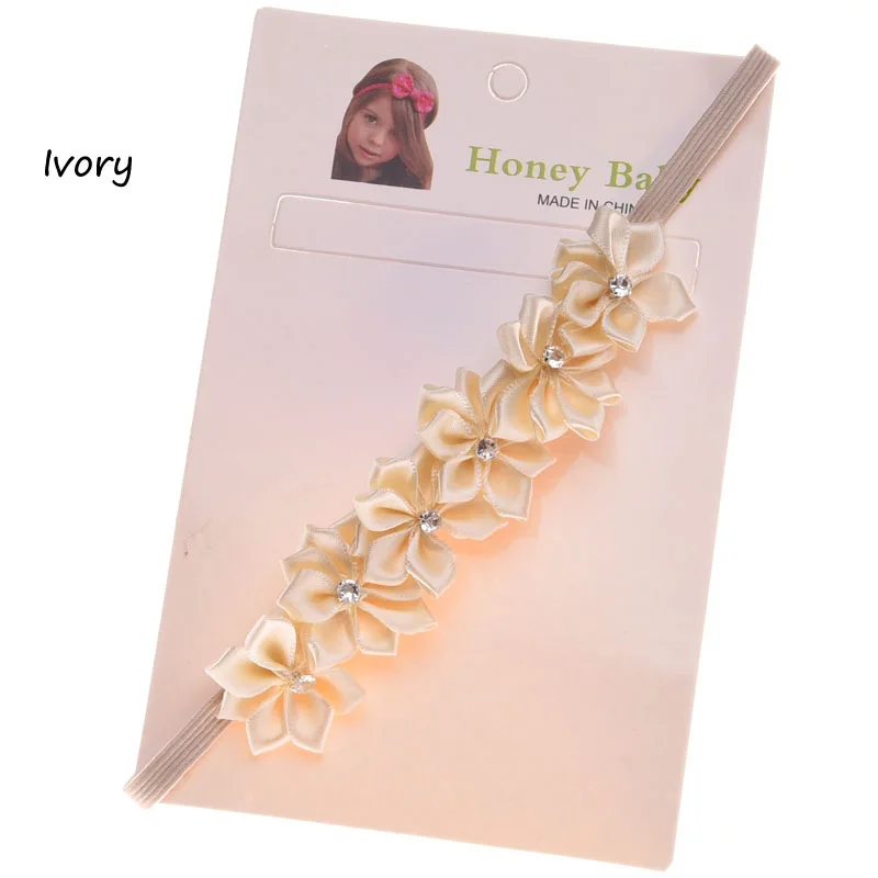 2 шт. яркие радужные hairbow волосы Луки повязка Повседневное Женские аксессуары для волос DIY цветок оголовье реквизит для фотосессии на первый день рождения - Цвет: Ivory