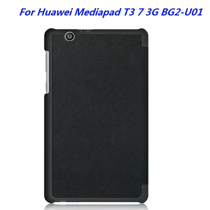 Qosea для huawei Mediapad T3 7 3g BG2-U01 из искусственной кожи Смарт Стенд планшетный ПК чехол для huawei Mediapad T3 7 BG2-W09 чехол - Цвет: Black