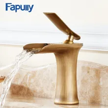 Fapully Short Style Single Lever Waterfall Bathroom Basin Faucet Brass Antique Hot and Cold bathroom Sink Mixer Taps 130-11A Fapully Short Style Single Lever Waterfall Bathroom Basin Faucet Brass Antique Hot and Cold bathroom Sink Mixer Taps 130-11A