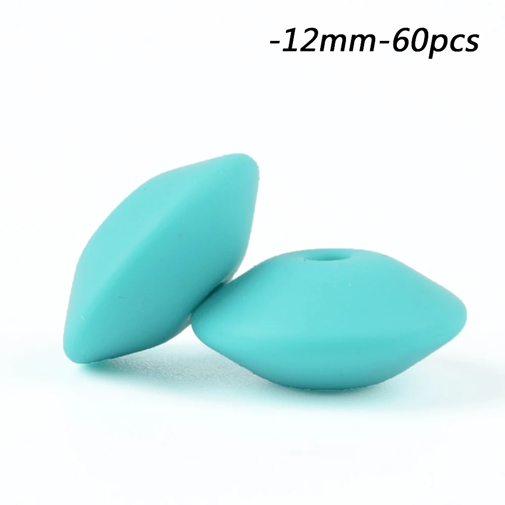 turquoise LOFCA 60 шт чечевица силиконовые бусины 12 мм пищевого качества ювелирные бусины мягкие жевательные прорезывания зубов BPA бесплатно DIY Шарм ожерелье Прорезыватель - Цвет: turquoise