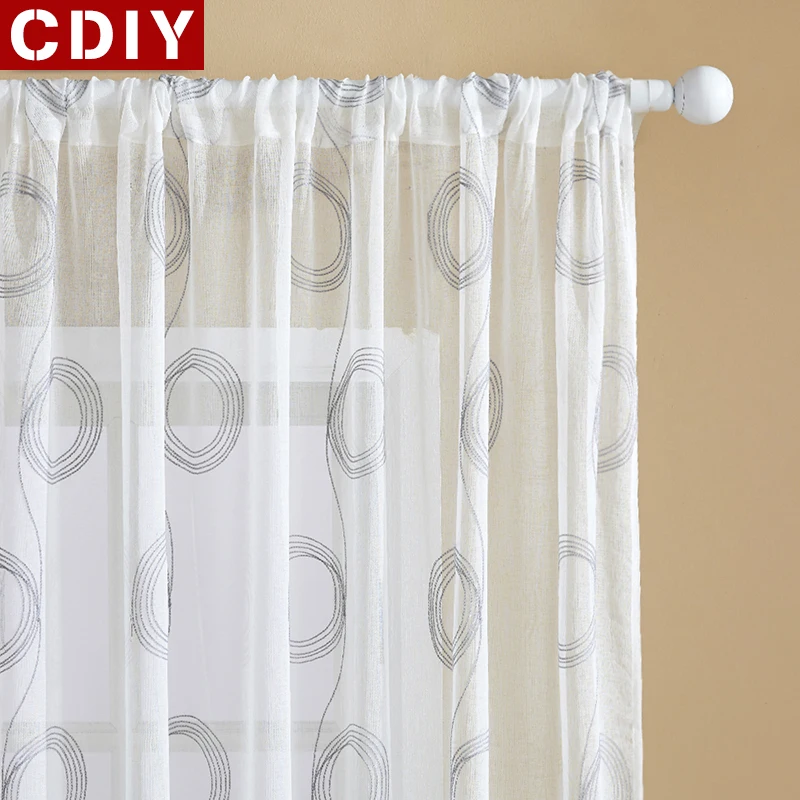 

CDIY Tulle Curtains for Living Room Modern Endless Sheer Curtain for Bedroom Kitchen Voile Curtain Finished Window Drapes Decor